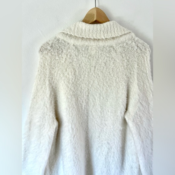 Anthropologie Sleeping On Snow Ivory Wool & Alpaca Blend Open Front Cardigan - Picture 7 of 8